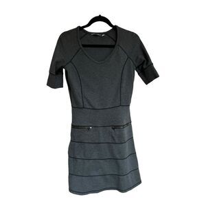 Athleta Womens Strata Ponte Travel Mini Zippered Dress Dark Charcoal Gray XS